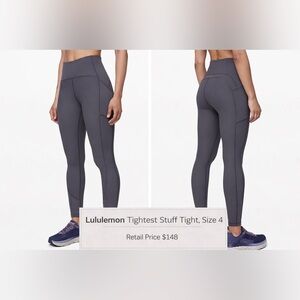 Lululemon Tightest Stuff Tight 28” Moonwalk Size 4 High Rise Run Leggings